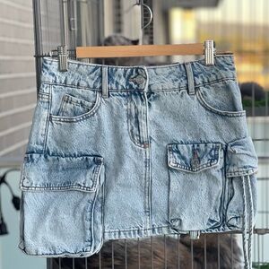 Denim Cargo Mini Skirt (Garage Clothing)